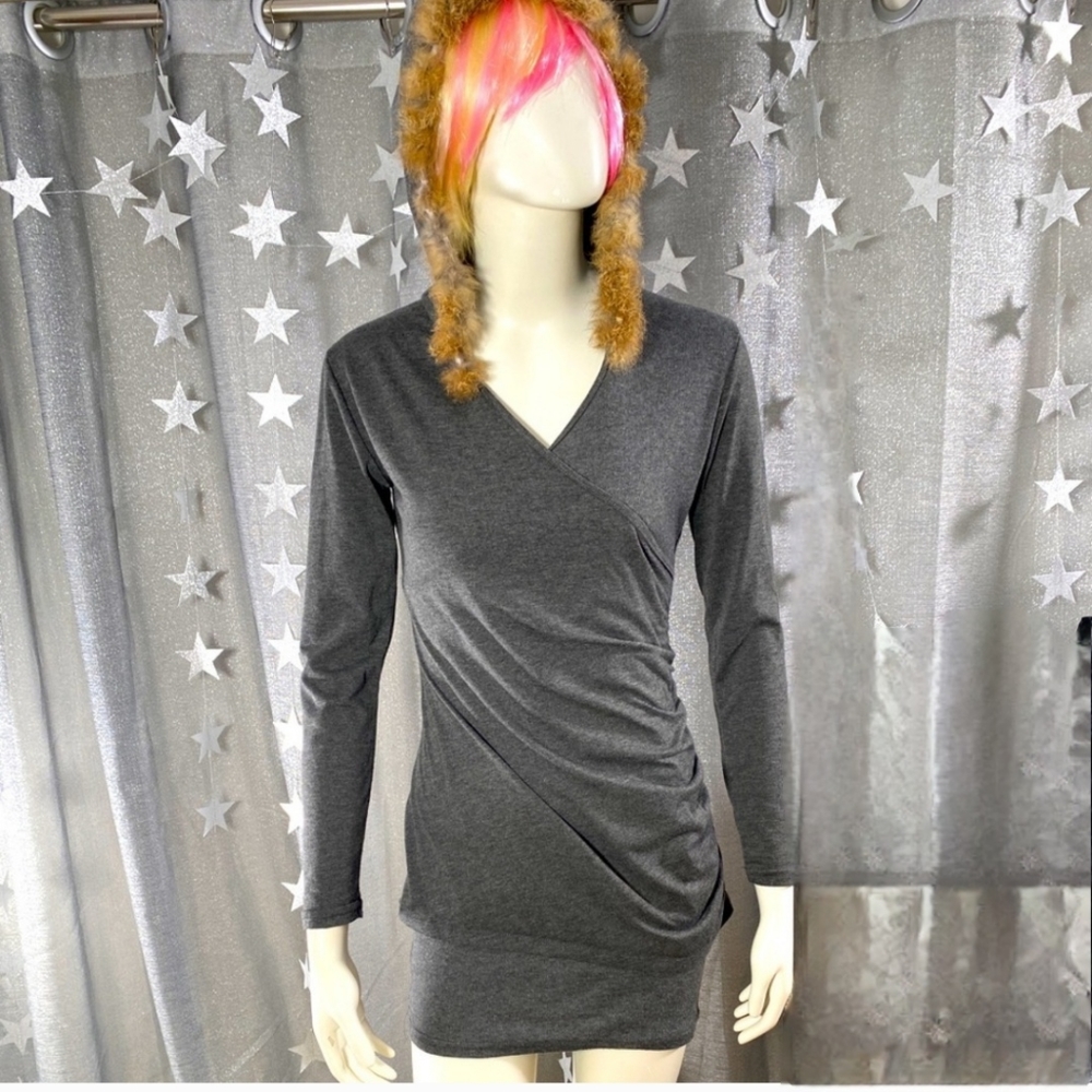 Dicloud dyed Rabit Fur Trim hoodie shirt dress